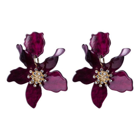 Années 30 Boucles d'Oreilles Fleur Résine Rétro - Ma Penderie Vintage