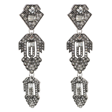 Années 20 Boucles d'Oreilles Soirée Art Déco Argent - Ma Penderie Vintage