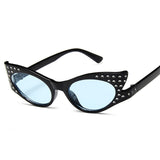 Années 60 Lunettes De Soleil Studs Cat Eye Bleu - Ma Penderie Vintage